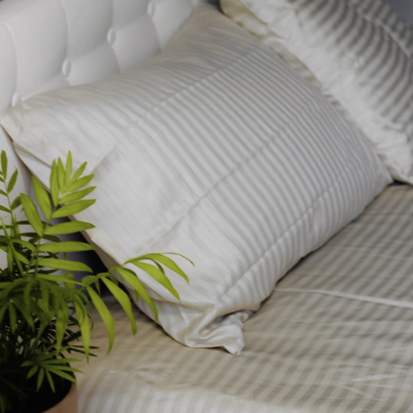 Комплект постельного белья Stripe Sense Beige сатин-страйп SoundSleep бежевый евро -
                                                        Фото 4