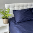 Комплект постільної білизни Stripe Sense Dark Blue сатин-страйп SoundSleep темно-синій євро