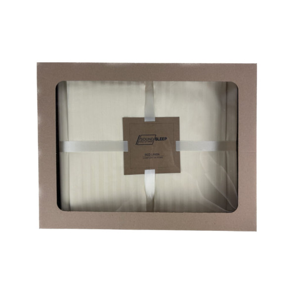 Комплект постельного белья SoundSleep Stripe Beige сатин-страйп бежевый евро -
                                                        Фото 2