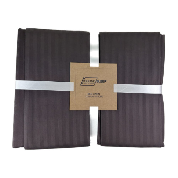 Комплект постільної білизни SoundSleep Stripe Chocolate сатин-страйп шоколад євро -
                                                        Фото 2