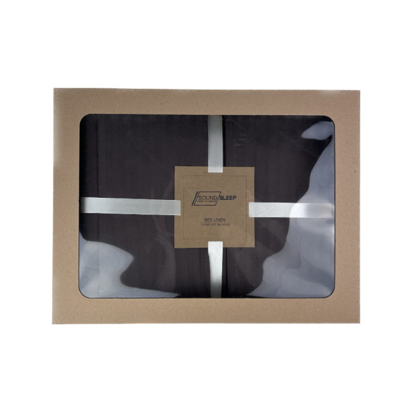 Комплект постільної білизни SoundSleep Stripe Chocolate сатин-страйп шоколад євро -
                                                        Фото 3