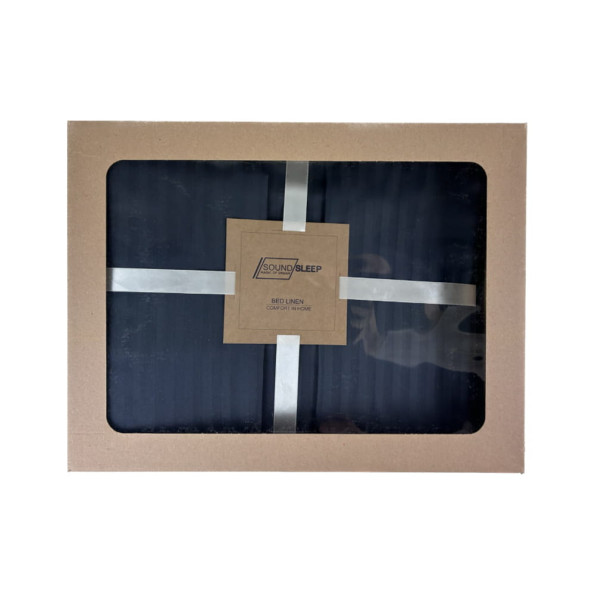 Комплект постельного белья SoundSleep Stripe Dark Grey сатин-страйп темно-серый евро -
                                                        Фото 3