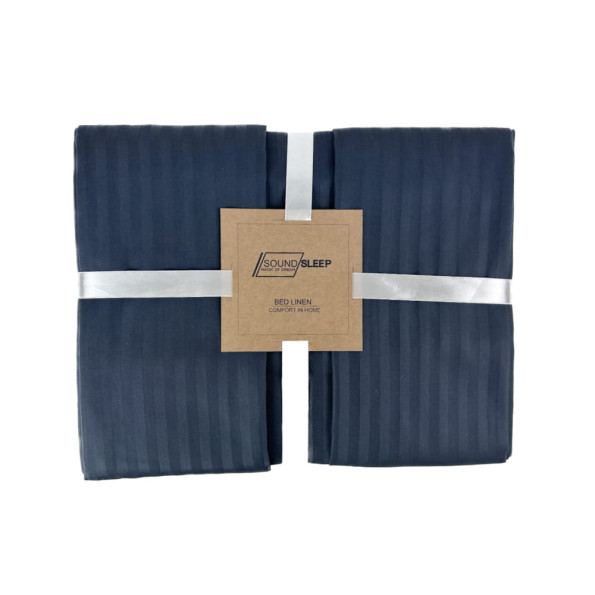 Комплект постельного белья SoundSleep Stripe Dark Grey сатин-страйп темно-серый евро -
                                                        Фото 4