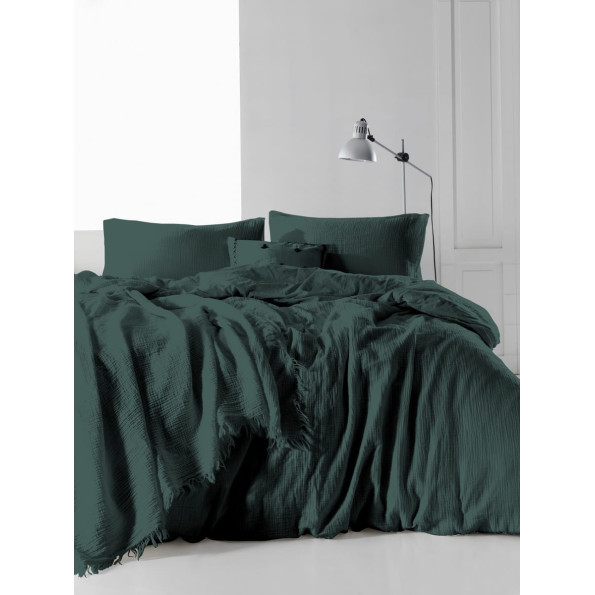 Комплект постільної білизни SoundSleep Muslin Dark Green євро