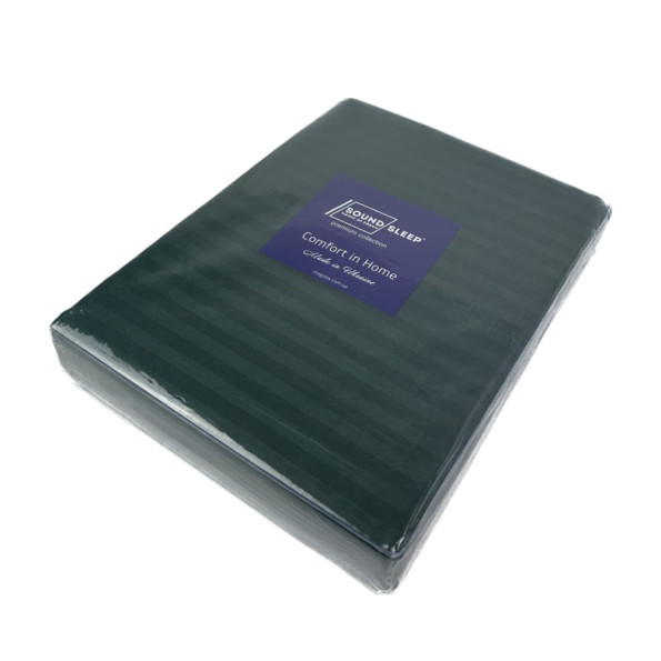 Комплект постільної білизни SoundSleep Stripe Dark Green сатин-страйп темно-зелений сімейний -
                                                        Фото 2