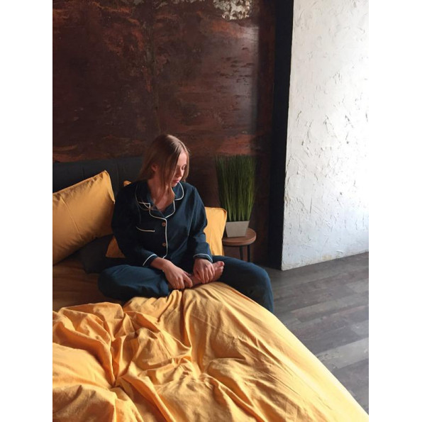 Комплект постільної білизни SoundSleep Stonewash Adriatic Гірчиця євро -
                                                        Фото 8