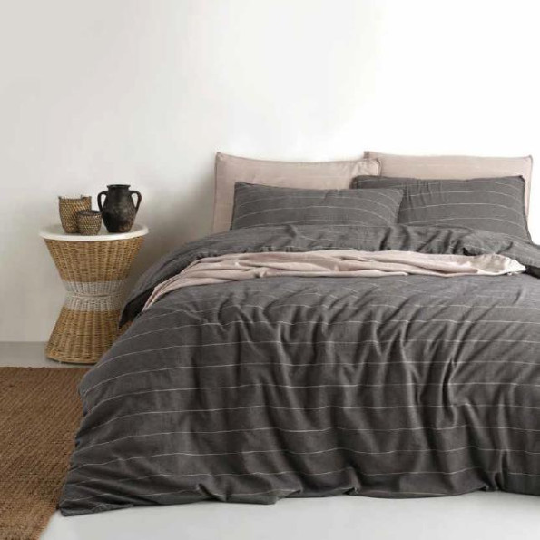 Комплект постільної білизни SoundSleep Stonewash AURA BLACK темно-сірий євро