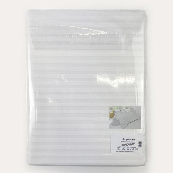 Комплект постільної білизни Stripy White SoundSleep бязь євро -
                                                        Фото 2
