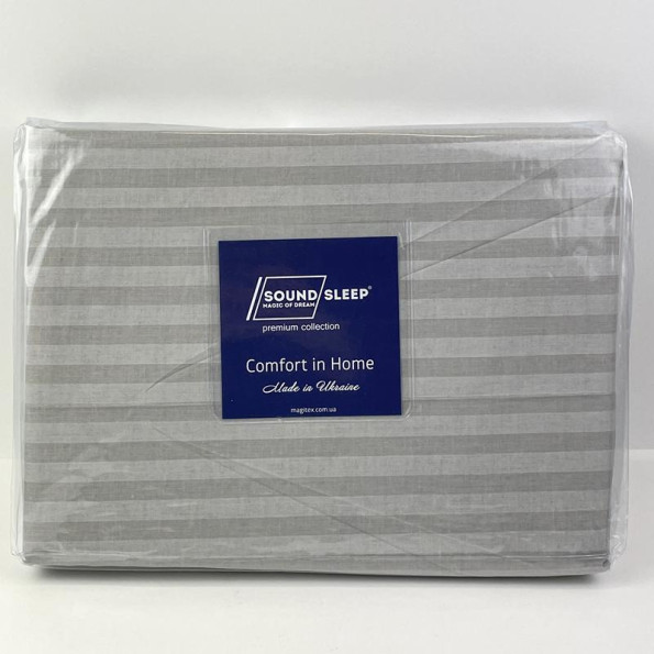 Простирадло на гумці Stripy Grey SoundSleep бязь 140х200 см -
                                                        Фото 4