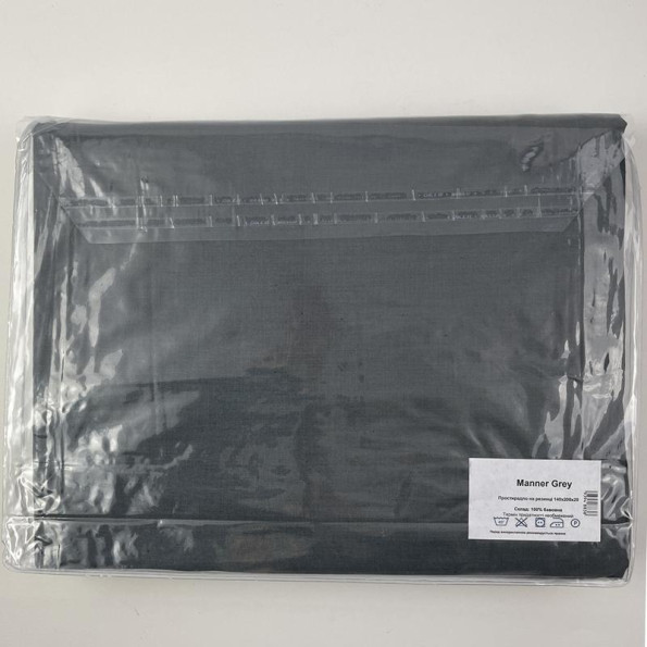 Простирадло на гумці Manner Grey SoundSleep бязь 160х200 см -
                                                        Фото 4