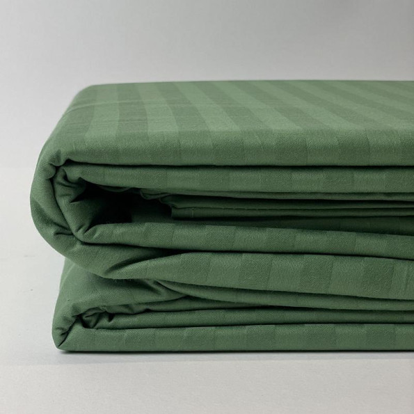 Комплект постільної білизни Stripe Olive SoundSleep сатин-страйп оливковий євро -
                                                        Фото 2