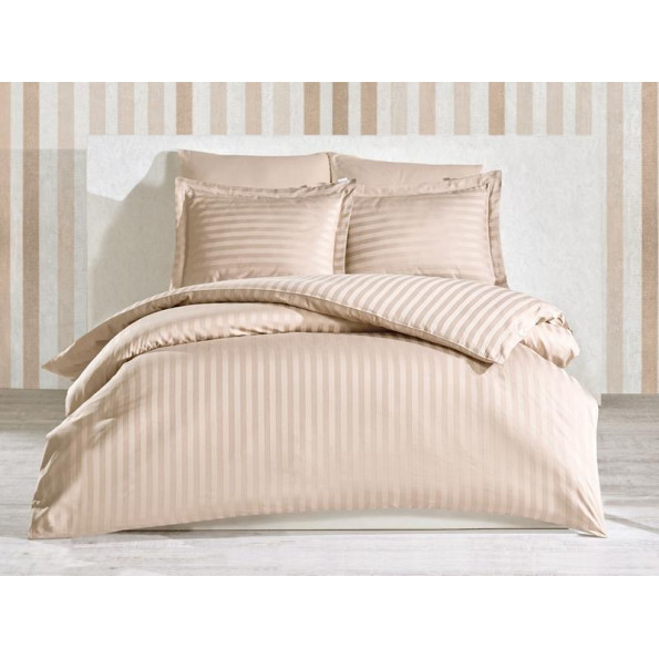 Комплект постільної білизни Stripe Beige SoundSleep сатин-страйп бежевий євро