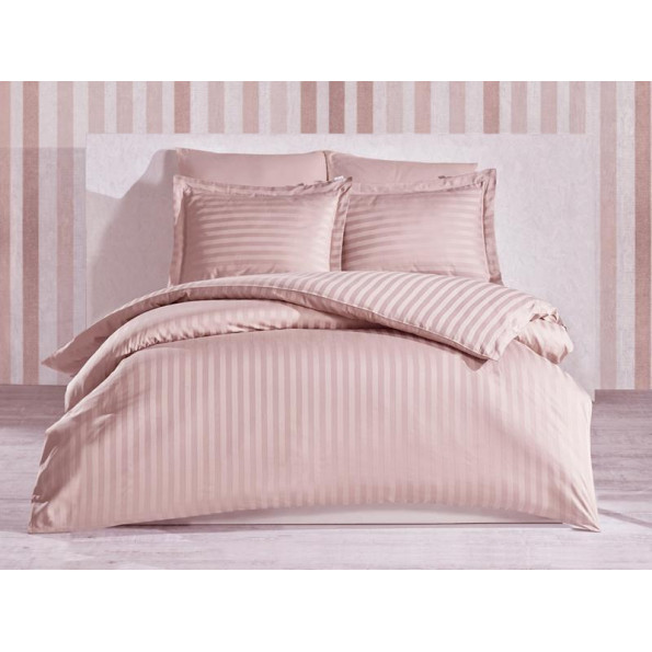 Комплект постільної білизни Stripe Flour SoundSleep сатин-страйп пудровий євро