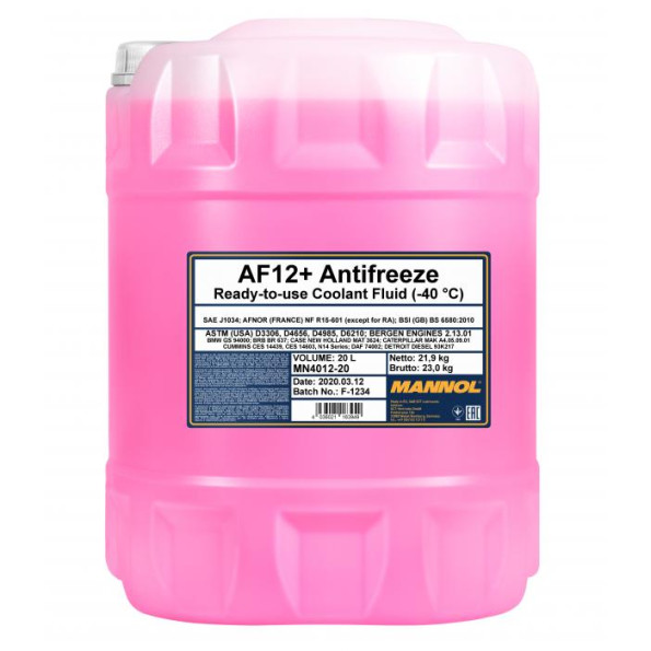 Антифриз MANNOL Antifreeze AF12+ -40 20 л.