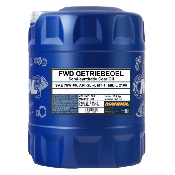 Трансмісійне масло MANNOL FWD 75W85 GL4 Getriebeoel 20 л.