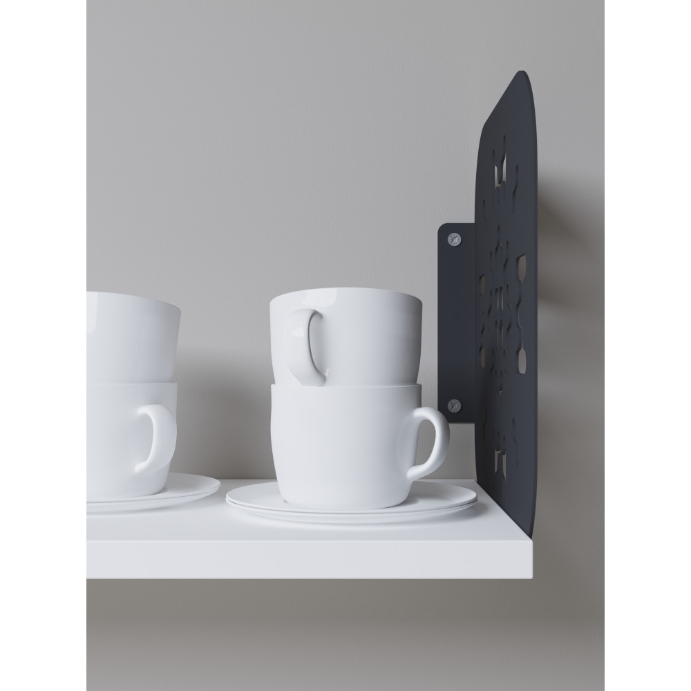 Полка навесная 22х90х22 см из ЛДСП Антрацит - Белая - Фото 3