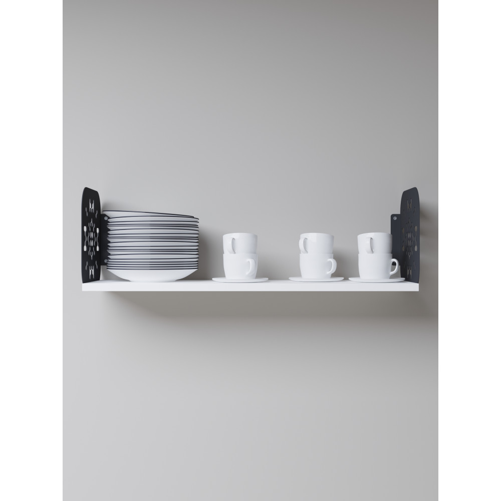 Полка навесная 22х90х22 см из ЛДСП Антрацит - Белая - Фото 5