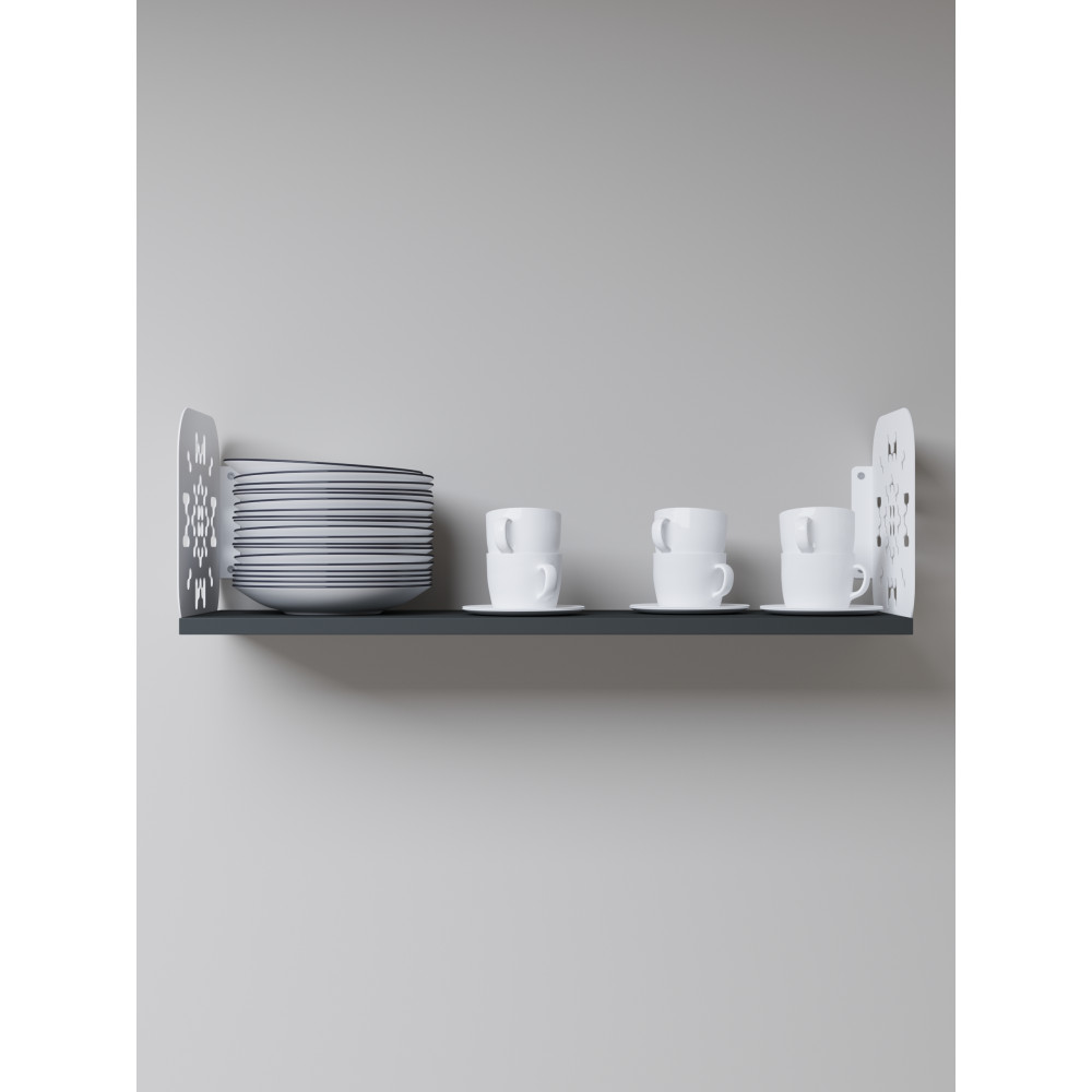 Полка навесная 22х80х22 см из ЛДСП Белая - Антрацит - Фото 5