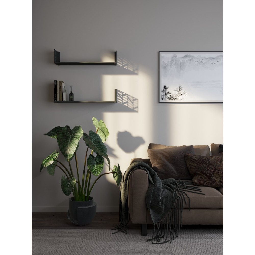 Полка навесная 17х70х22 см из ЛДСП Антрацит 381007 - Фото 2