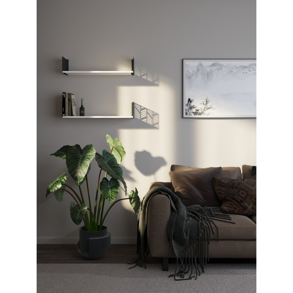 Полка навесная 17х80х22 см из ЛДСП Антрацит - Белая 381010 - Фото 2