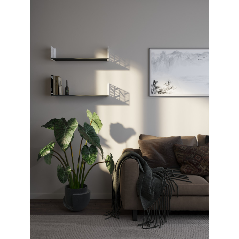 Полка навесная 17х70х22 см из ЛДСП Белая - Антрацит 381009 - Фото 2