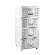 Комод пластиковый 90х38х46 см с выдвижными ящиками белый Ротанг Комод пластиковый 90х38х46 см с выдвижными ящиками белый Ротанг