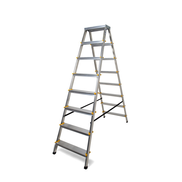 Драбина алюмінієва двостороння 2х7 сходинок жовто-чорне покриття