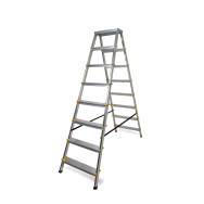 Драбина алюмінієва двостороння 2х8 сходинок жовто-чорне покриття
