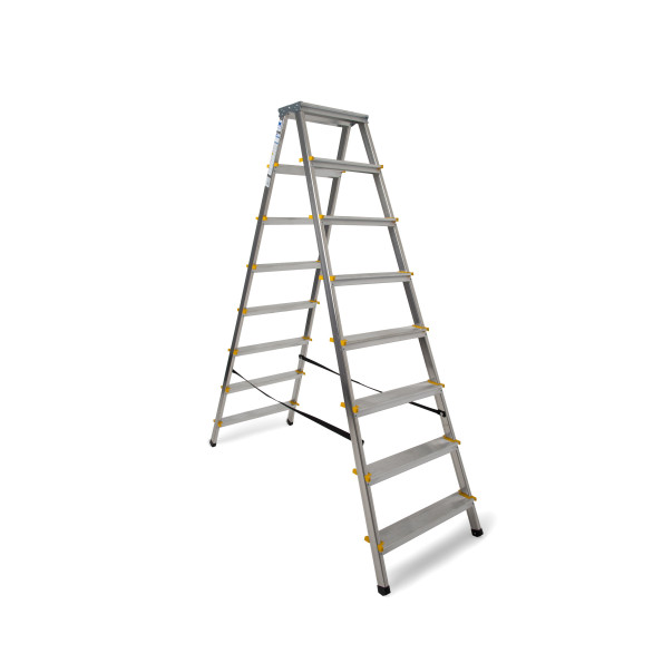 Драбина алюмінієва двостороння 2х7 сходинок жовто-чорне покриття -
                                                        Фото 2
