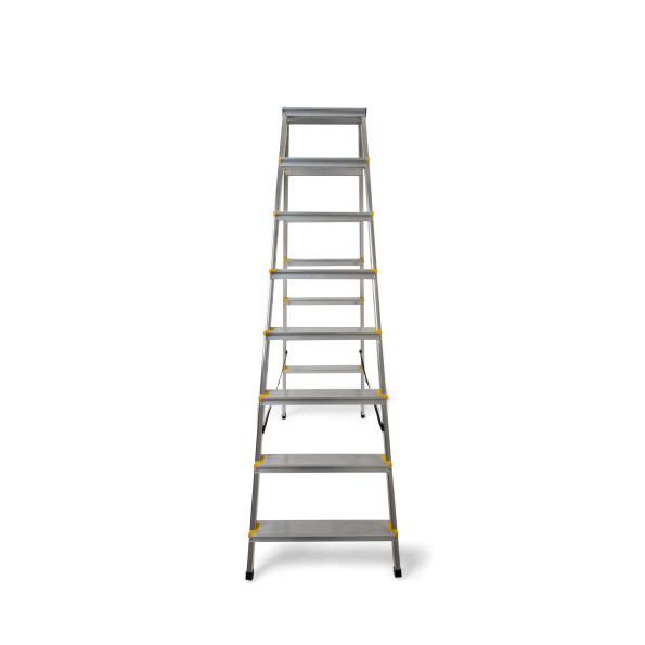 Драбина алюмінієва двостороння 2х8 сходинок жовто-чорне покриття -
                                                        Фото 3