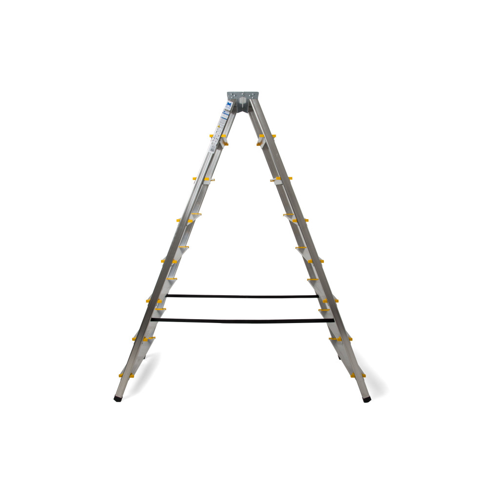 Лестница алюминиевая двусторонняя 2х8 ступенек желто-черное покрытие - Фото 4