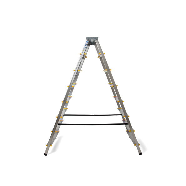 Драбина алюмінієва двостороння 2х7 сходинок жовто-чорне покриття -
                                                        Фото 4