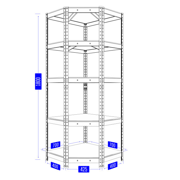 Стелаж металевий кутовий 180х70х40 см ЦИНК 5 полиць МДФ БОНА для дому, комори, на балкон -
                                                        Фото 5