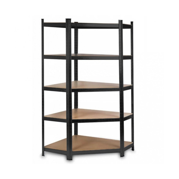 Кутовий комплект із трьох металевих стелажів БОНА 180х90х45 см ЧОРНИЙ 5 полок МДФ -
                                                        Фото 4