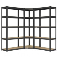 Кутовий комплект із трьох металевих стелажів БОНА 180х70х40 см ЧОРНИЙ 5 полок МДФ