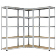 Кутовий комплект із трьох металевих стелажів БОНА 180х70х40 см ЦИНК 5 полок МДФ