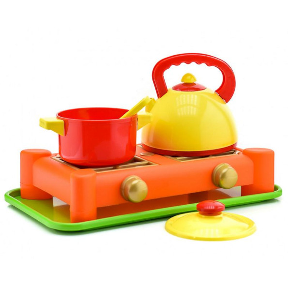 Детская игрушечная газовая плита 70408 с посудой Детская игрушечная газовая плита 70408 с посудой