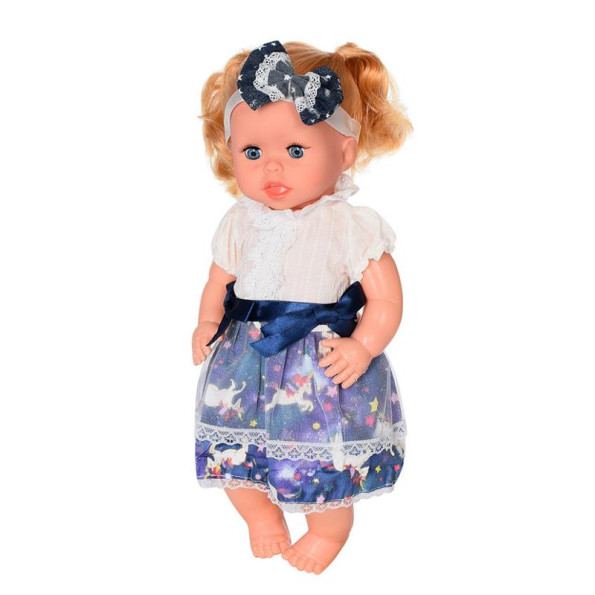 Дитяча Лялька Яринка Bambi M 5603 на украинском язике (Синее с белим платье)