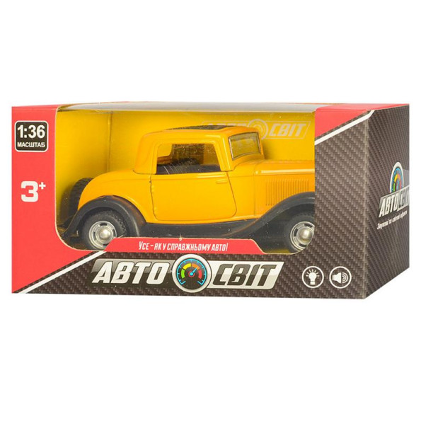 Дитяча металева машинка Ford АвтоСвіт AS-2033 масштаб 1:36 (Желтий) Дитяча металева машинка Ford АвтоСвіт AS-2033 масштаб 1:36 (Желтий)