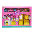 Игровой набор Кукольный домик Bambi WD-926-A-B мебель и 3 фигурки (Желтый)