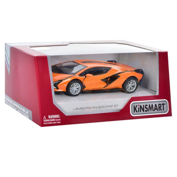 Инерционная машинка Lamborghini Sian FKP 37 Kinsmart KT5431W металлическая (Оранжевый)