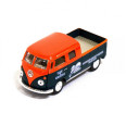 Детская модель машинки Volkswagen Bus Double Cab Pickup Delivery 1963 Kinsmart KT5396W инерционная, 1:34 (Orange)