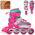 Роликовые коньки Profi roller 35-38 Розовые световые эффекты раздвижные