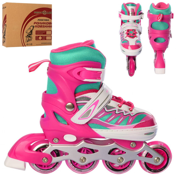 Роликовые коньки Profi roller 35-38 Розовые световые эффекты раздвижные