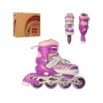 Роликовые коньки детские Profi roller 31-34 Фиолетовые световые эффекты раздвижные