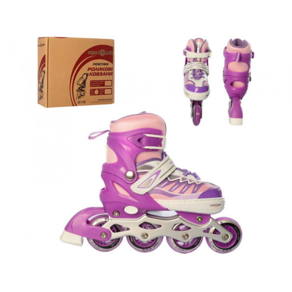 Роликовые коньки детские Profi roller 31-34 Фиолетовые световые эффекты раздвижные