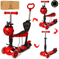 Самокат детский трехколёсный JR 3-068-R с родительской ручкой красный