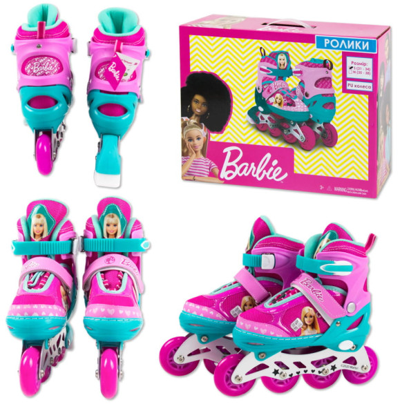 Ролики Bambi Barbie 31-34 Рожеві світлові ефекти розсувні