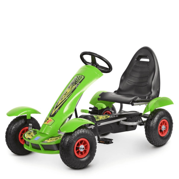 Велокарт детский Bambi kart ручной тормоз Зеленый -
                                                        Фото 4