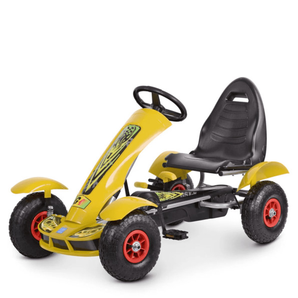Веломобіль дитячий Bambi kart ручне гальмо Жовтий -
                                                        Фото 4